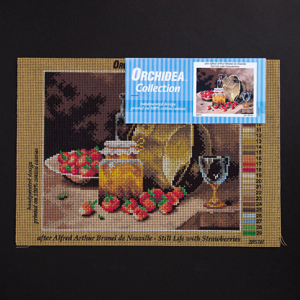 ORCHİDEA 24 x 30 cm Masadaki Çiçekler Baskılı Goblen 2857H